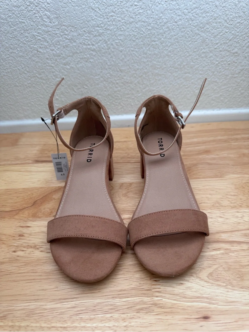 Torrid Tan Suede Ankle-Strap Block Heels - 6.5WW